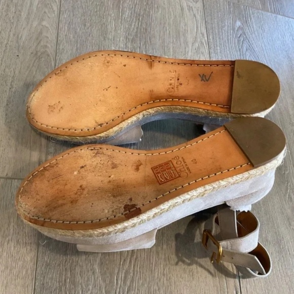 CHLOE Lauren Suede Platform Espadrille Scalloped Design EU 40 US 10 - Picture 11 of 15